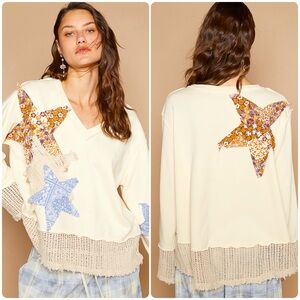 🆕 POL French Terry Top - “Starfish” Detail - Crochet - Beach Vibe - 100% COTTON